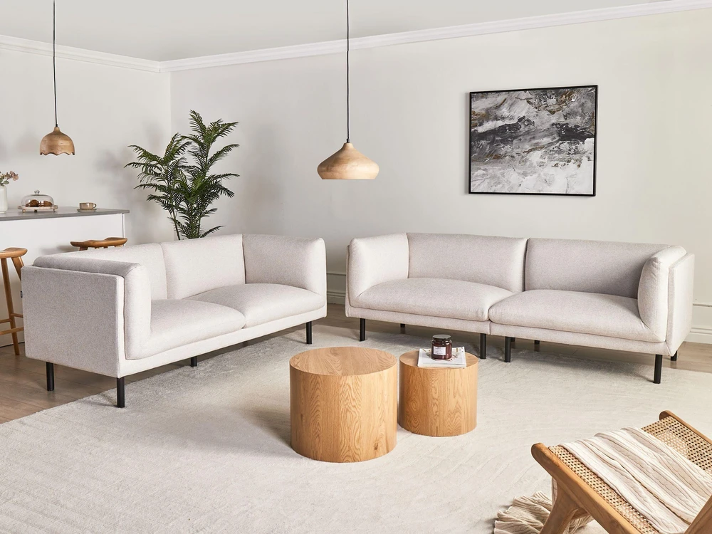 Beliani 3 vietų sofa VORGOD šviesiai smėlio spalvos