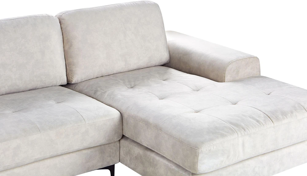 Beliani 4 asmenų kampinė sofa KIRUNA, veliūras, šviesiai smėlio spalvos, kairinė