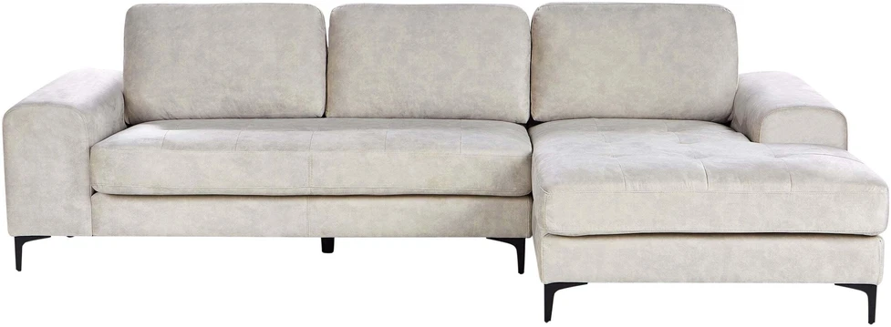 Beliani 4 asmenų kampinė sofa KIRUNA, veliūras, šviesiai smėlio spalvos, kairinė