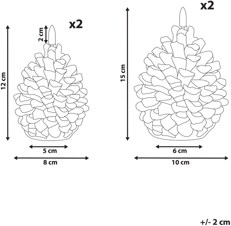 Beliani 4 LED žvakių komplektas IVRESSE kankorėžis 15/12 cm rudas