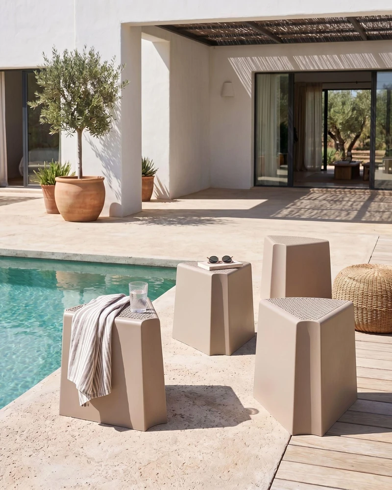 Beliani 4 sodo kėdžių komplektas EVROS, smėlio spalvos