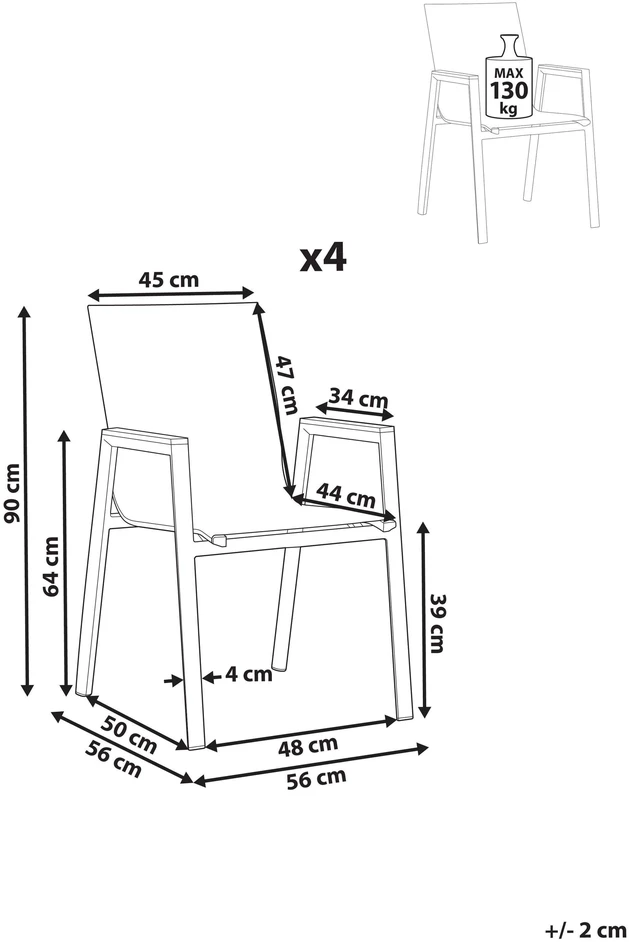 Beliani 4 sodo kėdžių komplektas TIANO metalinis juodas