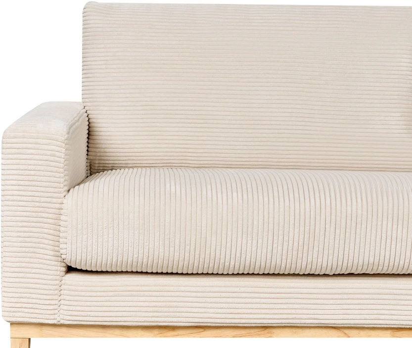 Beliani 4-vietė kampinė sofa SIGGARD, vagorinis audinys, smėlio spalvos, kairinė