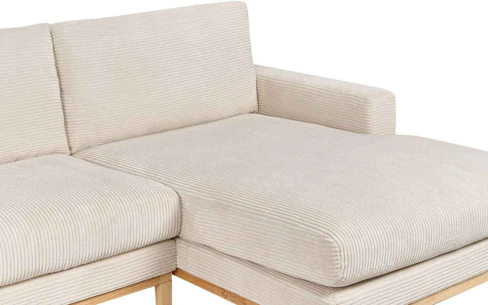 Beliani 4-vietė kampinė sofa SIGGARD, vagorinis audinys, smėlio spalvos, kairinė
