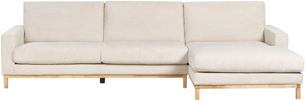 Beliani 4-vietė kampinė sofa SIGGARD, vagorinis audinys, smėlio spalvos, kairinė