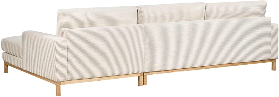 Beliani 4-vietė kampinė sofa SIGGARD, vagorinis audinys, smėlio spalvos, kairinė