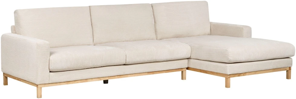Beliani 4-vietė kampinė sofa SIGGARD, vagorinis audinys, smėlio spalvos, kairinė