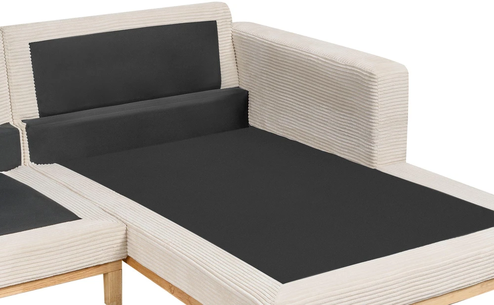 Beliani 4-vietė kampinė sofa SIGGARD, vagorinis audinys, smėlio spalvos, kairinė