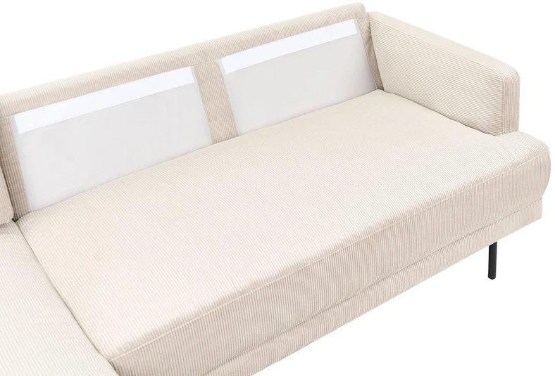 Beliani 4 vietų kampinė sofa BREDA, velvetas, smėlio spalvos, dešininė
