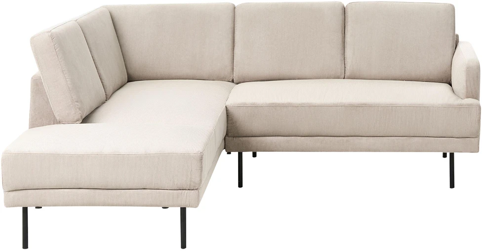 Beliani 4 vietų kampinė sofa BREDA, velvetas, smėlio spalvos, dešininė