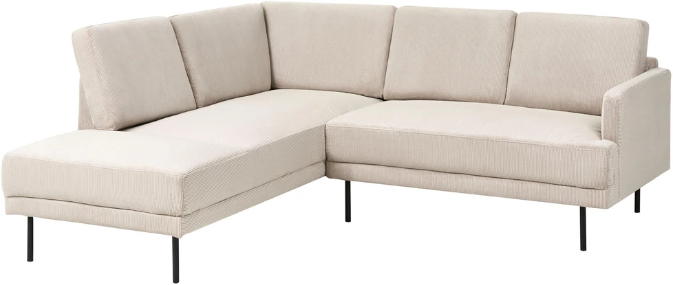 Beliani 4 vietų kampinė sofa BREDA, velvetas, smėlio spalvos, dešininė