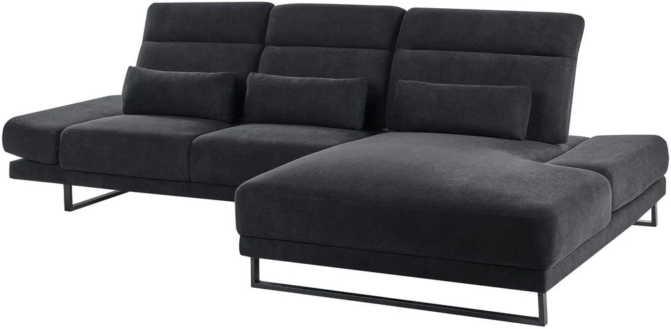 Beliani 4 vietų kampinė sofa IKAST juoda kairinė