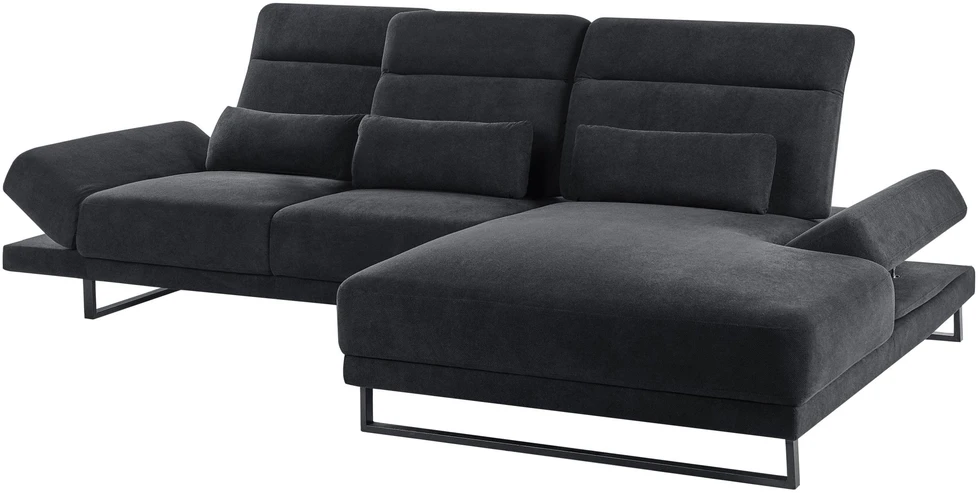Beliani 4 vietų kampinė sofa IKAST juoda kairinė