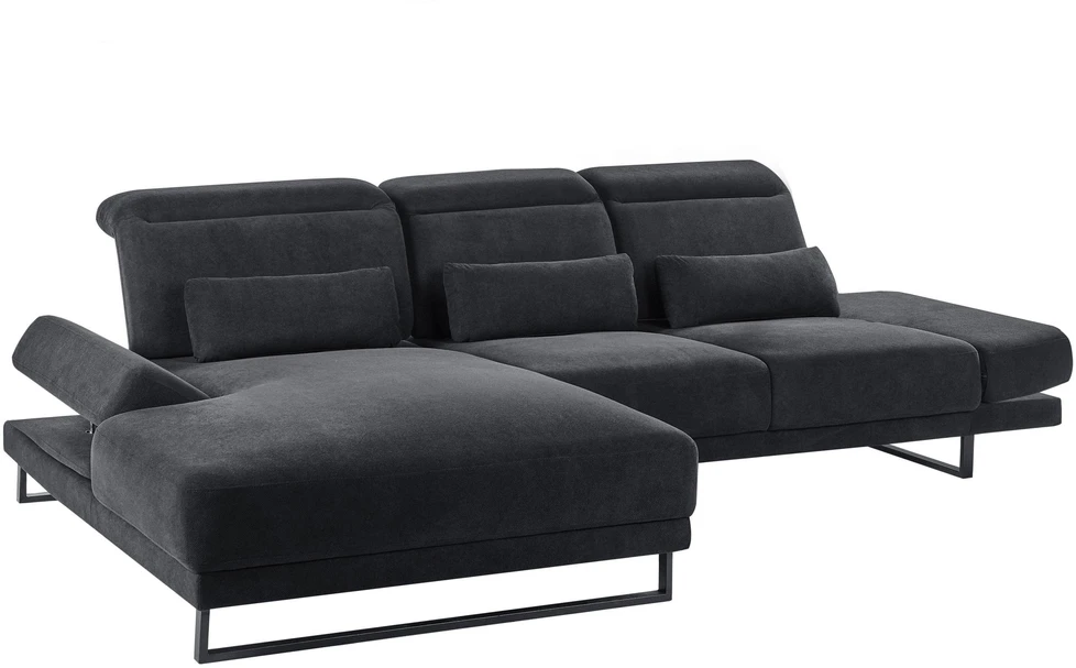 Beliani 4 vietų kampinė sofa IKAST, juoda, dešininė