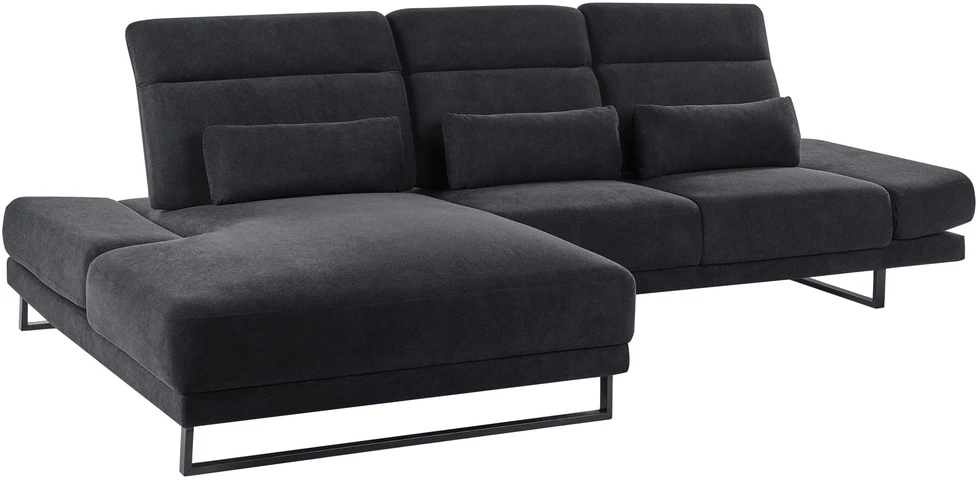 Beliani 4 vietų kampinė sofa IKAST, juoda, dešininė
