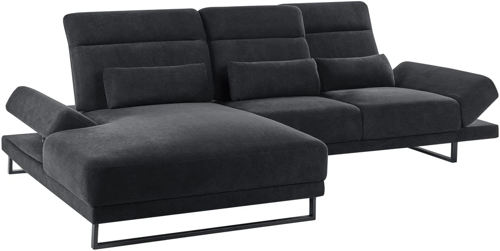 Beliani 4 vietų kampinė sofa IKAST, juoda, dešininė