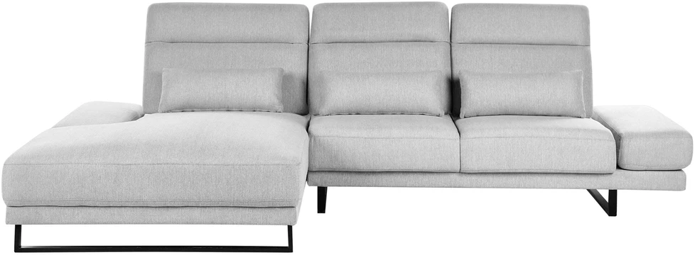 Beliani 4 vietų kampinė sofa IKAST šviesiai pilkos spalvos dešininė