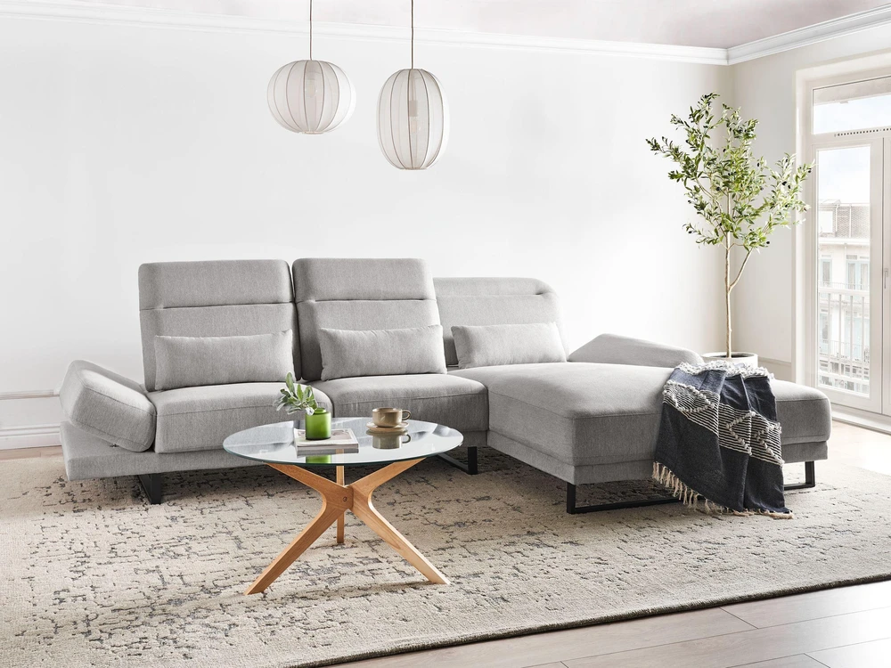 Beliani 4 vietų kampinė sofa IKAST šviesiai pilka, kairinio tipo