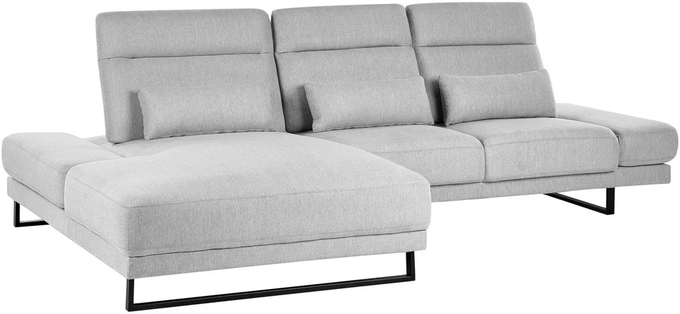 Beliani 4 vietų kampinė sofa IKAST šviesiai pilkos spalvos dešininė