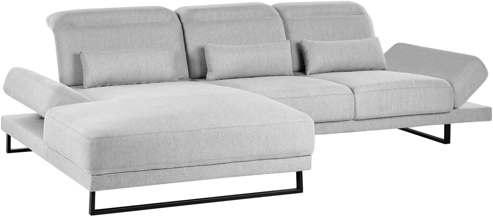 Beliani 4 vietų kampinė sofa IKAST šviesiai pilkos spalvos dešininė