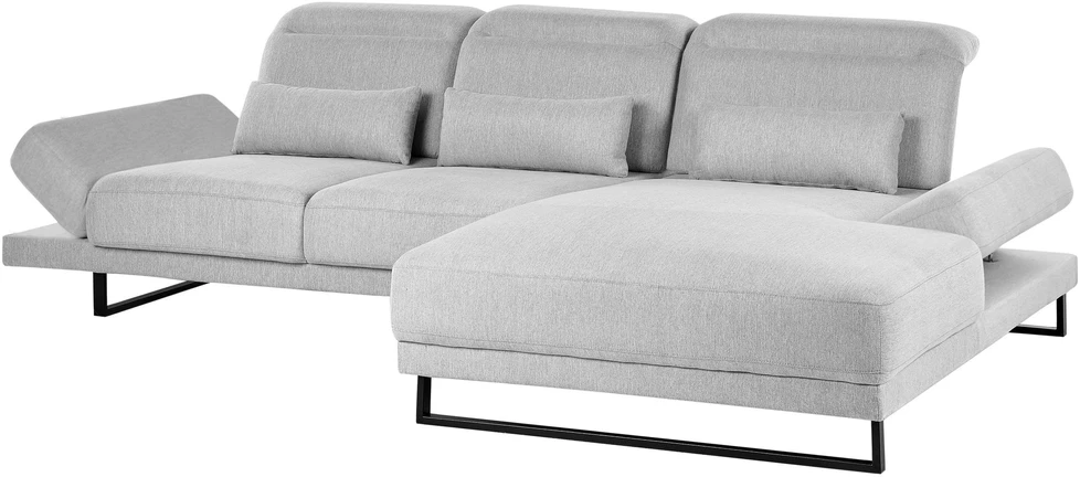 Beliani 4 vietų kampinė sofa IKAST šviesiai pilka, kairinio tipo