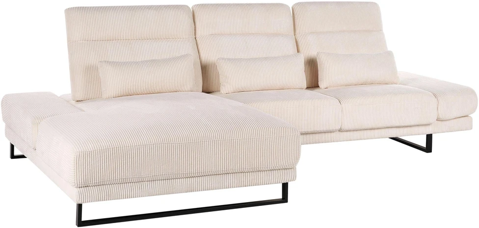 Beliani 4 vietų kampinė sofa IKAST, velveto audinys, smėlio spalvos, dešininė