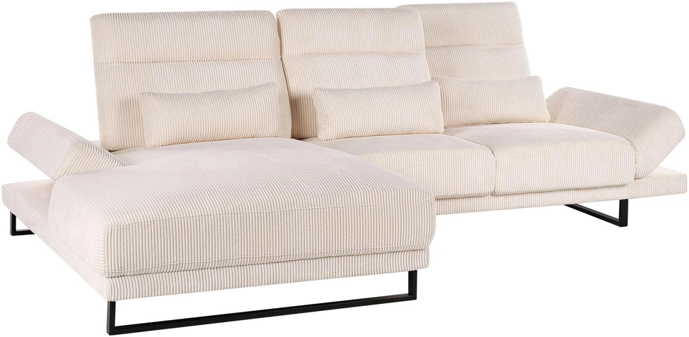 Beliani 4 vietų kampinė sofa IKAST, velveto audinys, smėlio spalvos, dešininė