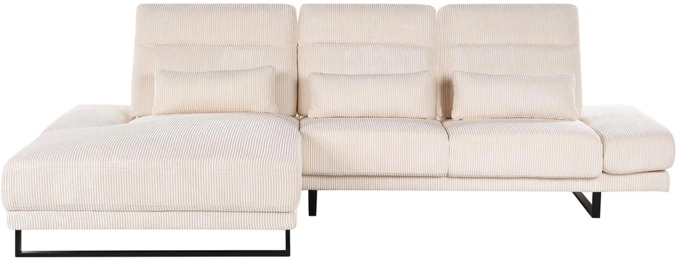 Beliani 4 vietų kampinė sofa IKAST, velveto audinys, smėlio spalvos, dešininė