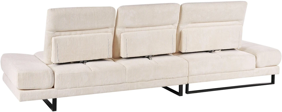 Beliani 4 vietų kampinė sofa IKAST, velveto audinys, smėlio spalvos, dešininė