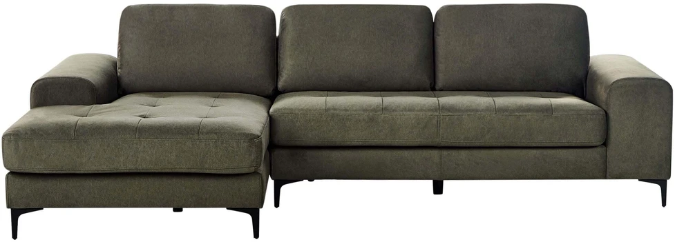 Beliani 4 vietų kampinė sofa KIRUNA, veliūras, tamsiai žalia, dešininė