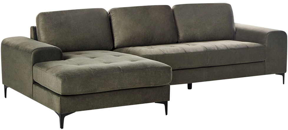 Beliani 4 vietų kampinė sofa KIRUNA, veliūras, tamsiai žalia, dešininė