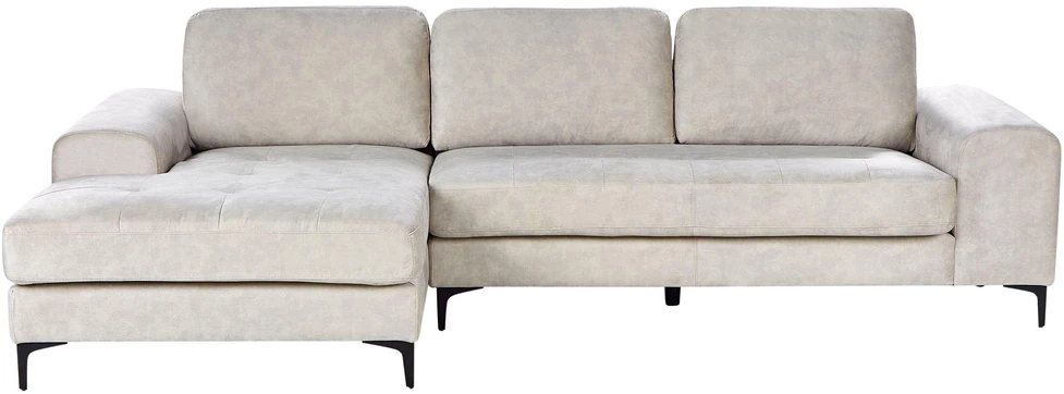 Beliani 4 vietų kampinė sofa KIRUNA, veliūras, šviesiai smėlio spalvos, dešinė pusė