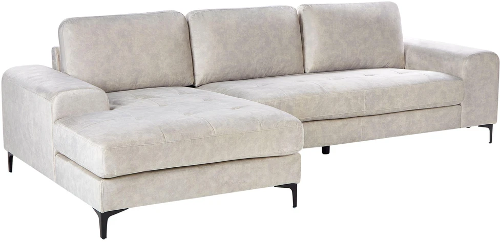 Beliani 4 vietų kampinė sofa KIRUNA, veliūras, šviesiai smėlio spalvos, dešinė pusė