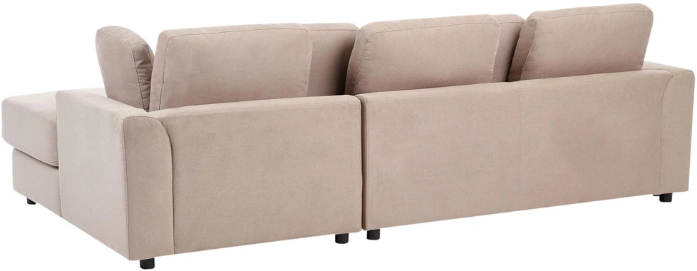 Beliani 4 vietų kampinė sofa KOHLO, smėlinės ir pilkos spalvos, su otomane, kairinė