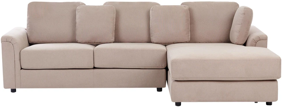 Beliani 4 vietų kampinė sofa KOHLO, smėlinės ir pilkos spalvos, su otomane, kairinė