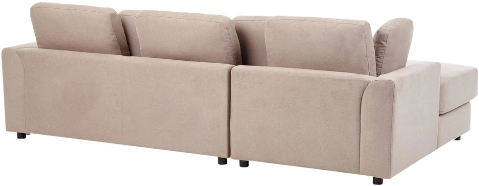 Beliani 4 vietų kampinė sofa KOHLO smėlio ir pilkos spalvos su pufas dešininė