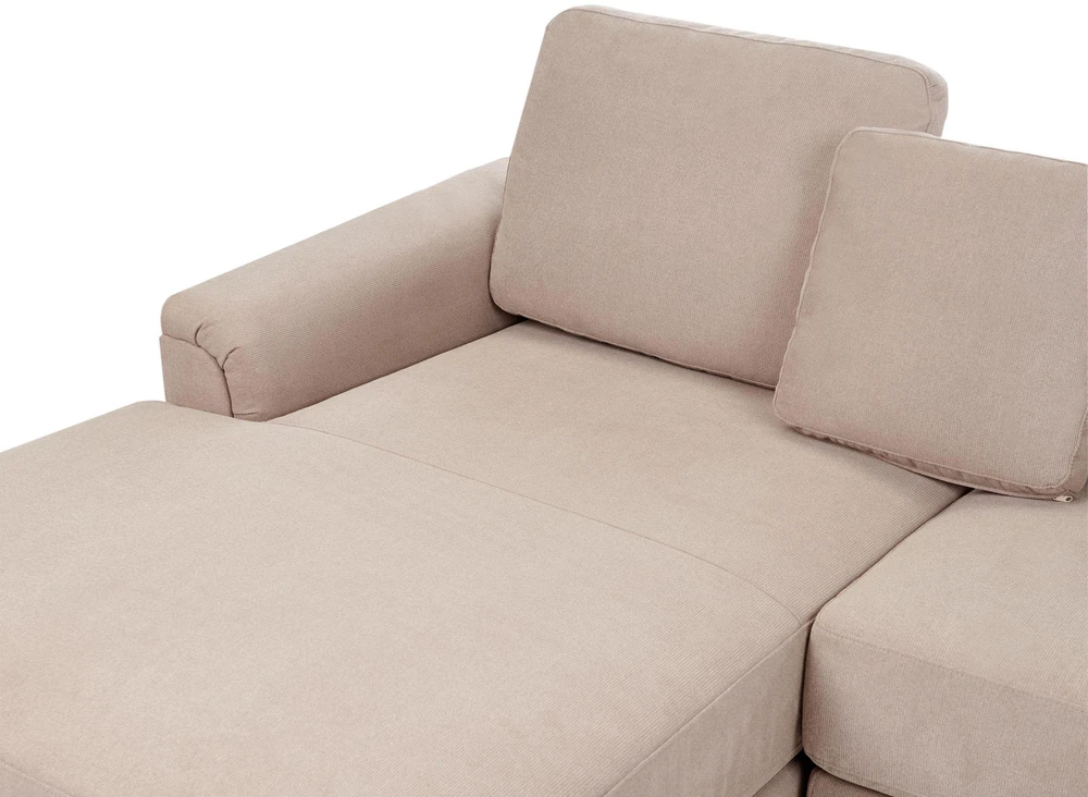 Beliani 4 vietų kampinė sofa KOHLO smėlio ir pilkos spalvos, dešininė