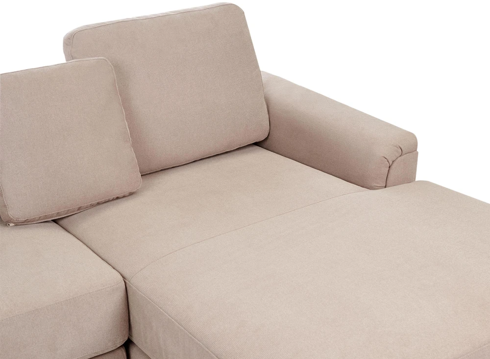 Beliani 4 vietų kampinė sofa KOHLO smėlio/pilkos spalvos, kairinė