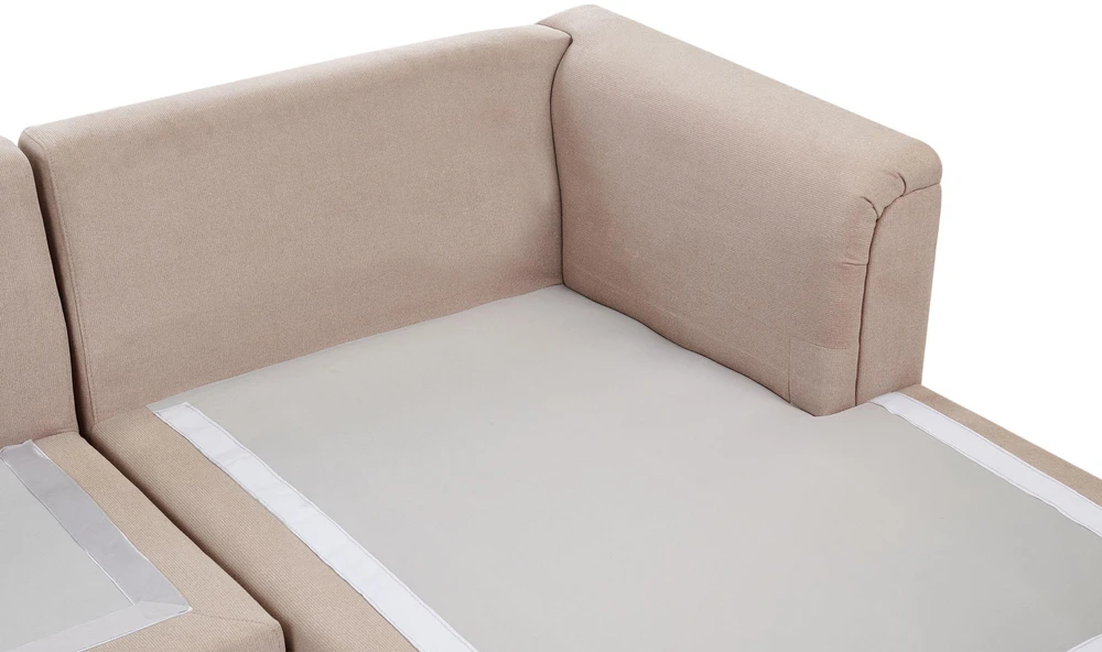 Beliani 4 vietų kampinė sofa KOHLO smėlio/pilkos spalvos, kairinė
