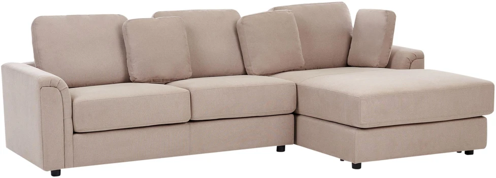 Beliani 4 vietų kampinė sofa KOHLO smėlio/pilkos spalvos, kairinė