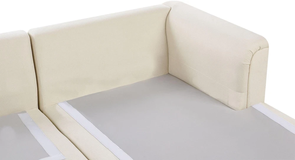Beliani 4 vietų kampinė sofa KOHLO, šviesiai smėlio spalvos, kairinė