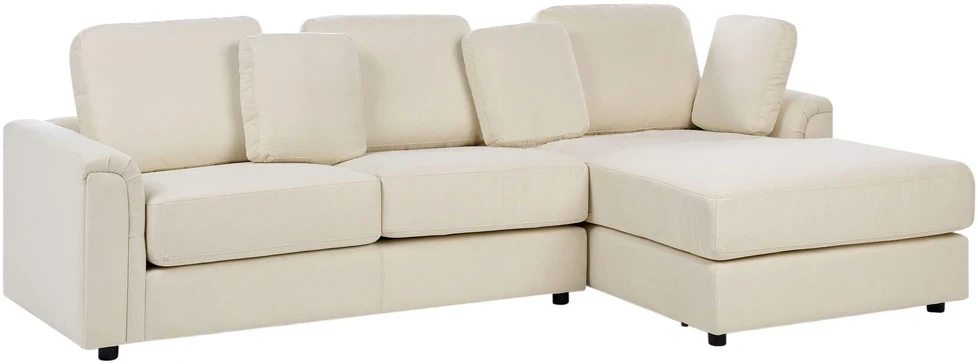 Beliani 4 vietų kampinė sofa KOHLO, šviesiai smėlio spalvos, kairinė
