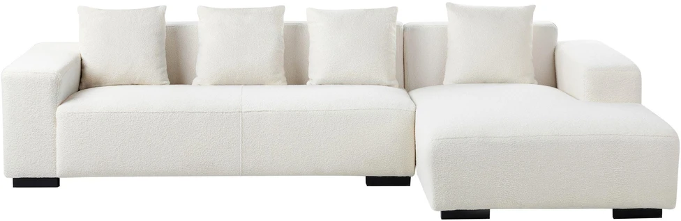 Beliani 4 vietų kampinė sofa LUNGO, „Boucle“, balta, kairinė