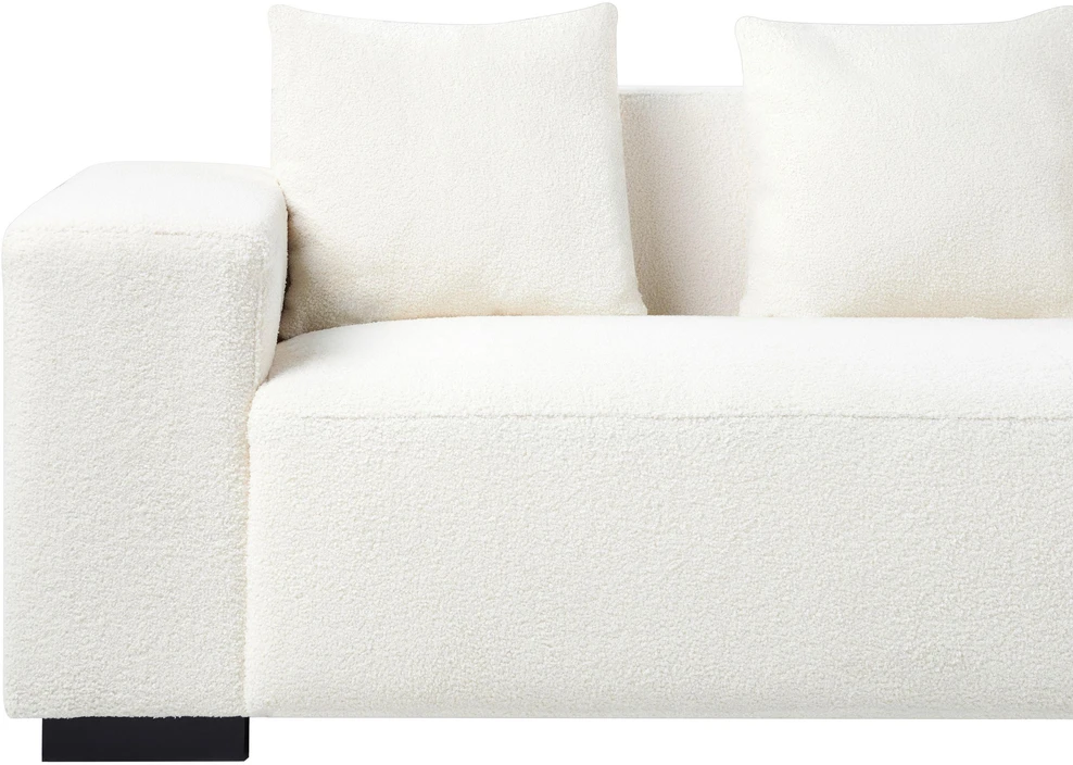 Beliani 4 vietų kampinė sofa LUNGO, „Boucle“, balta, kairinė