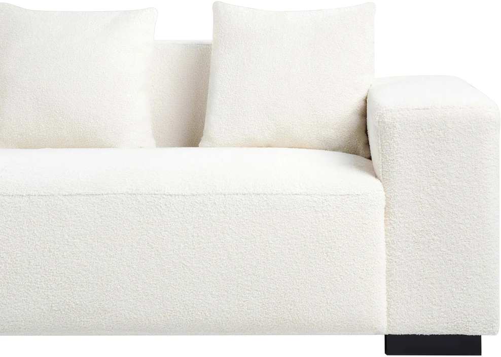 Beliani 4 vietų kampinė sofa LUNGO Boucle, balta, dešininė