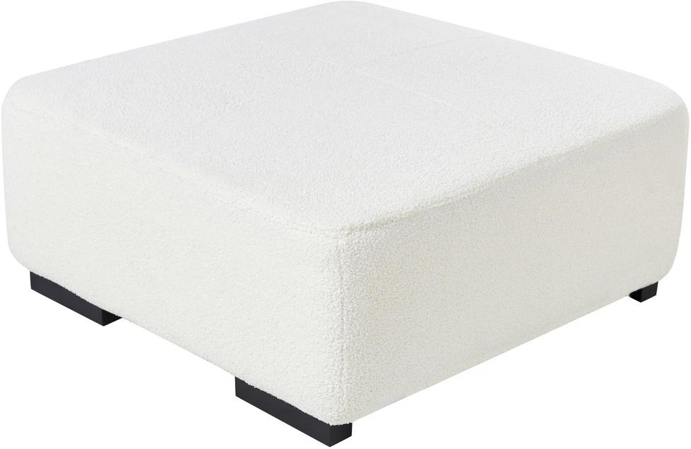 Beliani 4 vietų kampinė sofa LUNGO, „Boucle“ audinys, balta, su otomanu, kairinė
