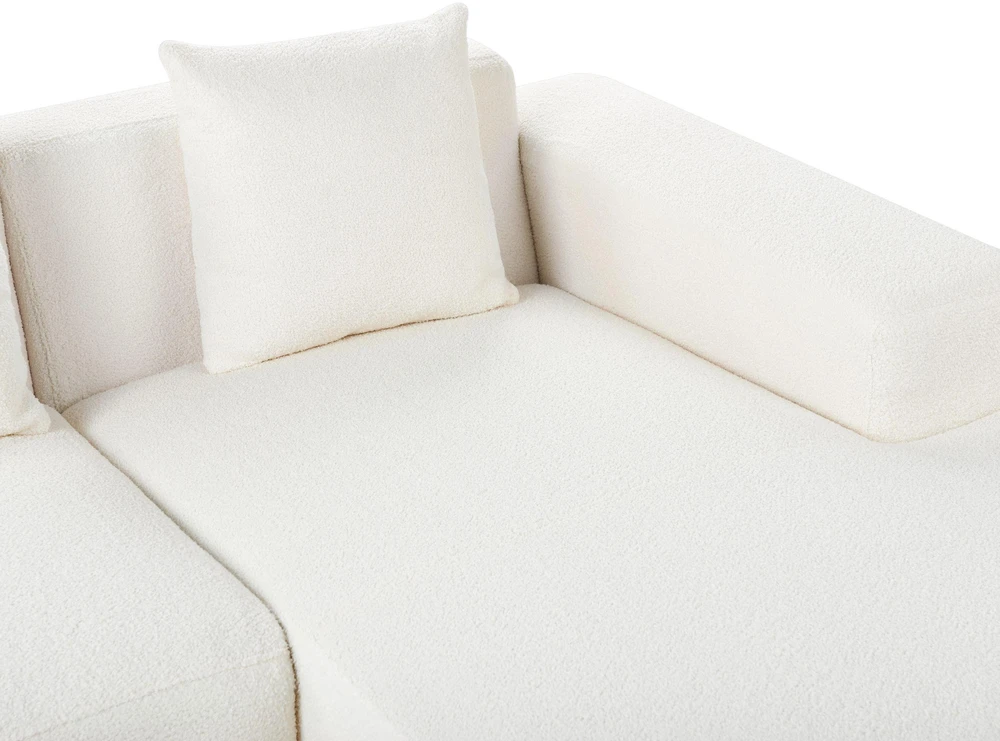 Beliani 4 vietų kampinė sofa LUNGO, „Boucle“, balta, kairinė
