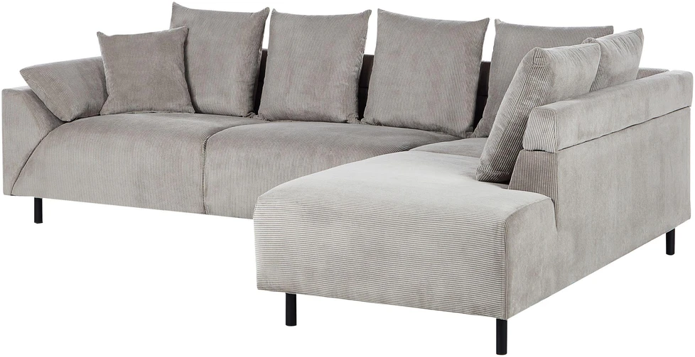 Beliani 4 vietų kampinė sofa LUNNER, veliūras, šviesiai pilka, kairinė