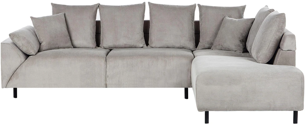 Beliani 4 vietų kampinė sofa LUNNER, veliūras, šviesiai pilka, kairinė