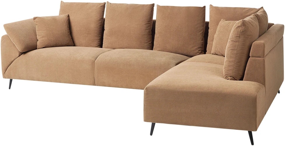 Beliani 4 vietų kampinė sofa LUNNER, velvetas, ruda, kairinė